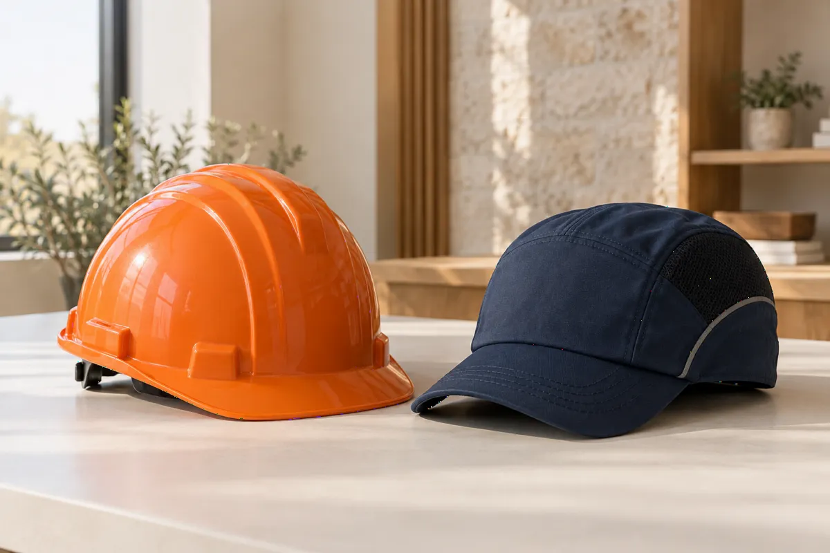 Exemples génériques de casque et de casquette anti-heurt.