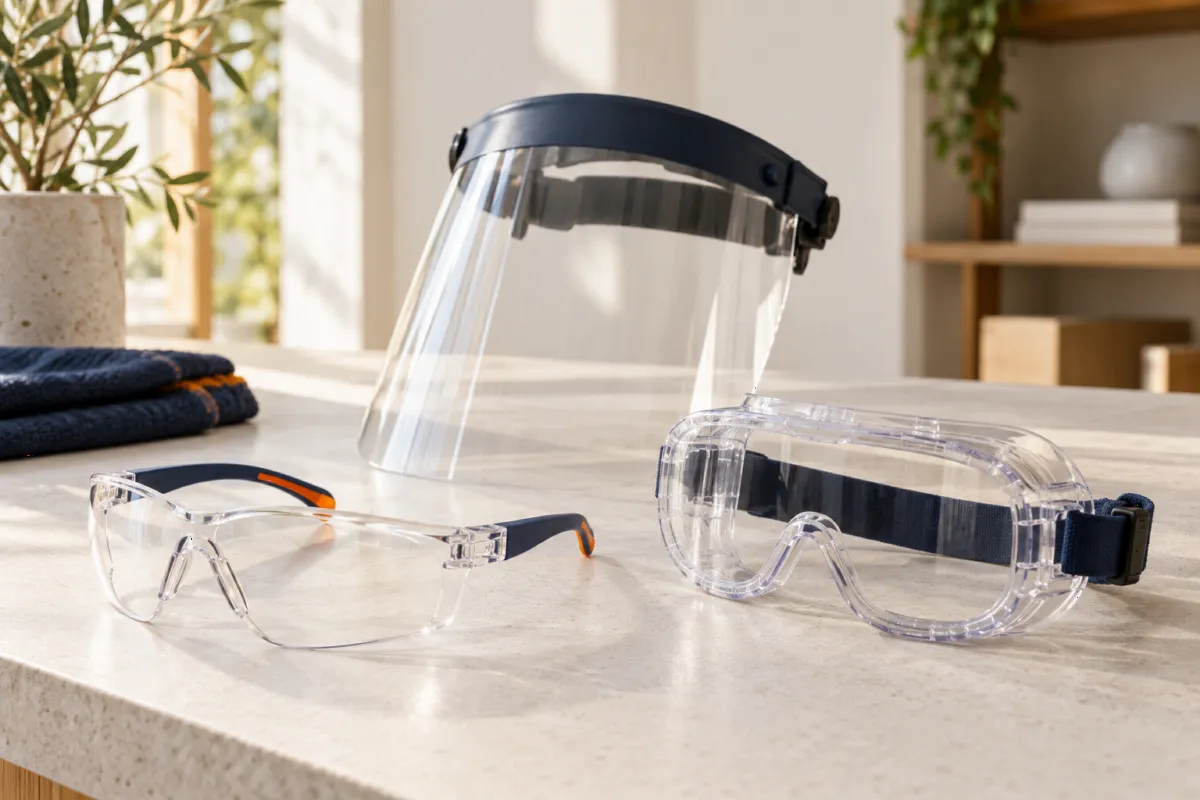 Exemples de lunettes, lunettes-masques et écran facial.